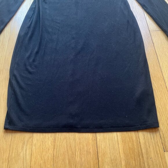 Rebecca Minkoff Size L Black Ribbed High Neck Cutout Long Sleeve Bodycon Dress - Picture 3 of 14